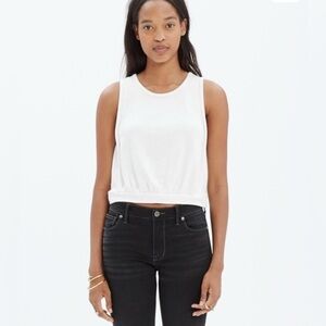 Madewell Banded Crop Tank Top M / L / XL French Terry Maroon Burgundy Pilcro‎